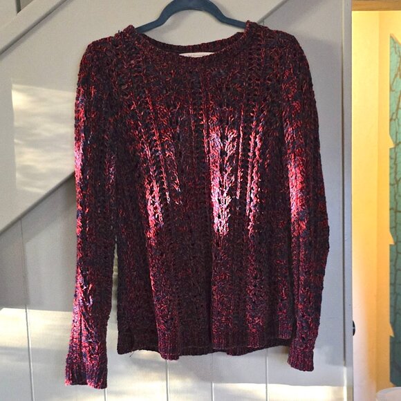 Soft Surroundings Open Knit Chenille Sweater, Two Tone,  Medium - Picture 5 of 6